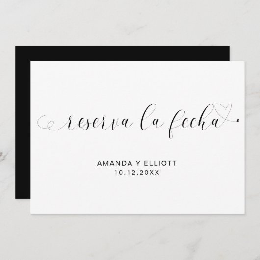 Reserva la Fecha Simple Black en White Spaans Save The Date (Voorkant / Achterkant)
