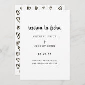 Reserva la Fecha Simple Black en White Spaans Save The Date (Voorkant / Achterkant)