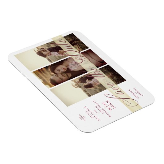 Reserva La Fecha Simple Elegant Script 3 Photos Co Magneet (Rechterzijde)