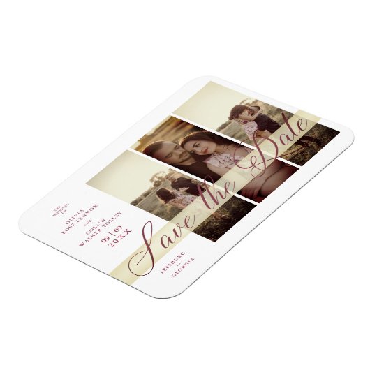 Reserva La Fecha Simple Elegant Script 3 Photos Co Magneet (Linkerzijde)