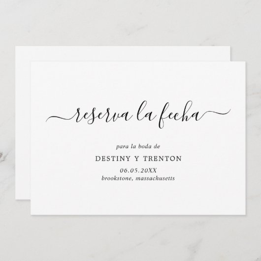 Reserva La Fecha Simple Elegant Spain Wedding Save The Date (Voorkant / Achterkant)