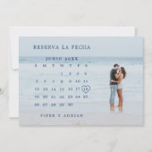 Reserva La Fecha Simple Navy Blue Calendar Foto Save The Date (Voorkant)