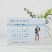 Reserva La Fecha Simple Navy Blue Calendar Foto Save The Date (Staand voorkant)