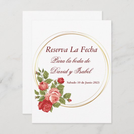Reserva La Fecha (Spaans behalve datum) Save The Date (Voorkant / Achterkant)