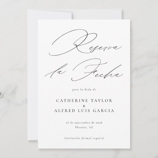 Reserva La Fecha Spaans Taal Script Bruiloft Save The Date (Voorkant)