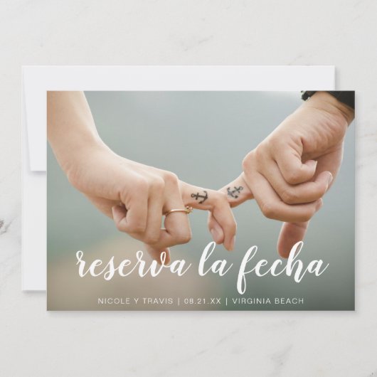 Reserva la Fecha White Handschrift Foto Spaans Save The Date (Voorkant)