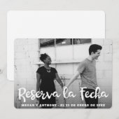 Reserva la Fecha White Text Overlay Foto Spaans Save The Date (Voorkant / Achterkant)