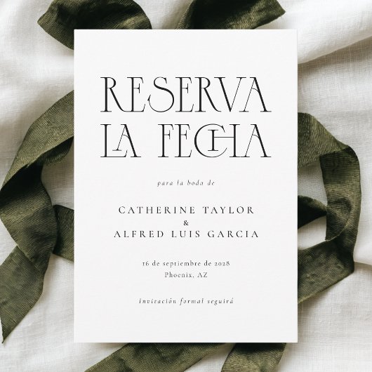 Reserva La Fecha Zwart Wit Spaans Bruiloft Foto Save The Date