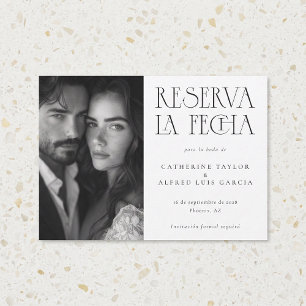 Reserva La Fecha Zwart Wit Spaans Foto Bruiloft Save The Date