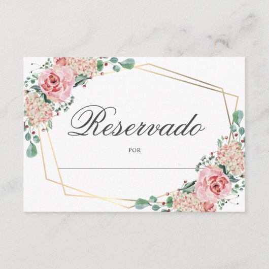 RESERVADO Mesa - Roze Spaanse Quinceañera Quince Informatiekaartje (Voorkant)