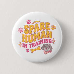 Reserve menselijke hond gepersonaliseerd met naam ronde button 5,7 cm