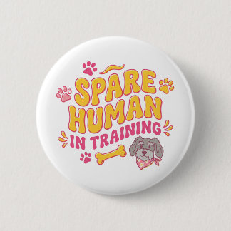 Reserve menselijke hond gepersonaliseerd met naam ronde button 5,7 cm