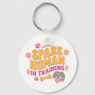 Reserve menselijke hond gepersonaliseerd met naam sleutelhanger