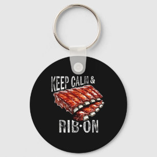 Reserve Ribs Lover's Keep Calm and Rib on BBQ Rib Sleutelhanger
