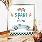 Reservebanden Blauwe Race Auto Twee Snelle Jongen  Poster