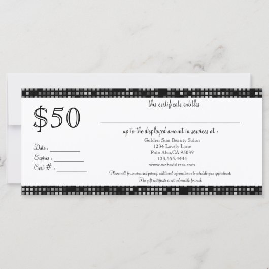 Reservecertificaat voor leisteen: Rack Kaart (Achterkant)