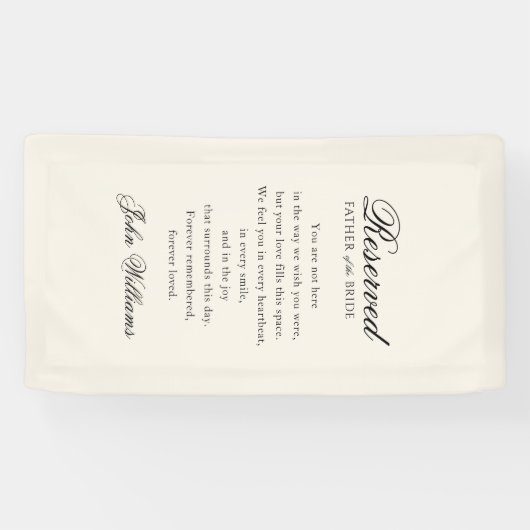 Reserved - Father of the Bride - Memorial Wedding Spandoek (Horizontaal)
