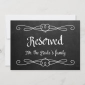 "Reserved for Bride's Family" bruiloft Sign Kaart (Voorkant)