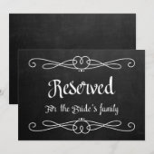 "Reserved for Bride's Family" bruiloft Sign Kaart (Voorkant / Achterkant)