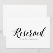 "Reserved for Groom's Family" bruiloft Sign Kaart (Voorkant / Achterkant)