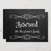 "Reserved for Groom's Family" bruiloft Sign Kaart (Voorkant / Achterkant)