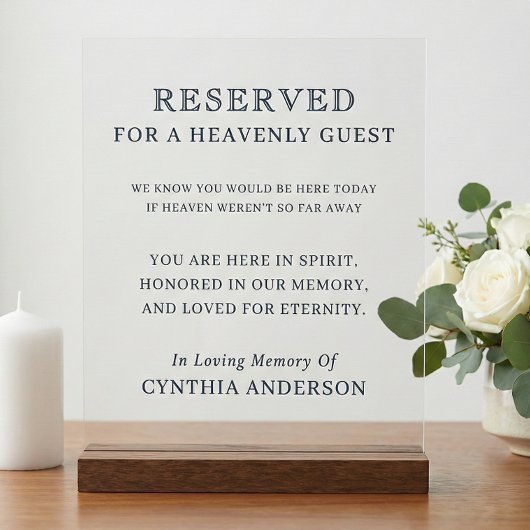 Reserved For Heavenly Guest Memorial Slate Blue Acryl Bord