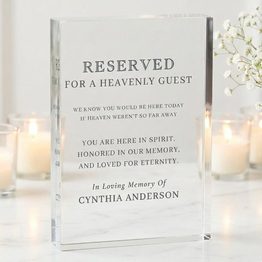 Reserved for Heavenly Guest Wedding Memorial Fotoblokken