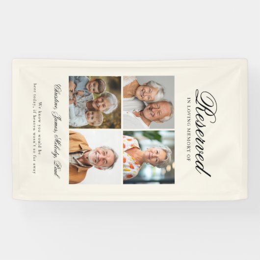 Reserved Seat - 4 Photo Memorial Beige Wedding Spandoek (Horizontaal)