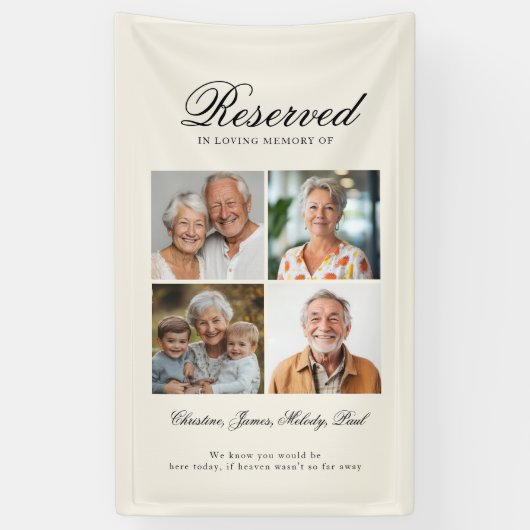 Reserved Seat - 4 Photo Memorial Beige Wedding Spandoek (Verticaal)