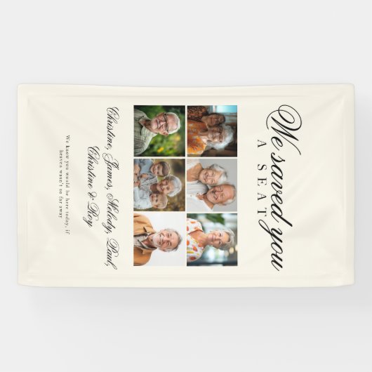 Reserved Seat - 6 Photo Memorial Wedding Beige Spandoek (Horizontaal)