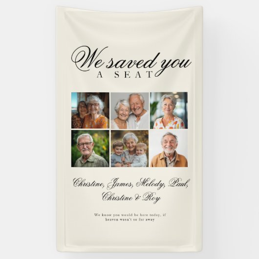 Reserved Seat - 6 Photo Memorial Wedding Beige Spandoek (Verticaal)