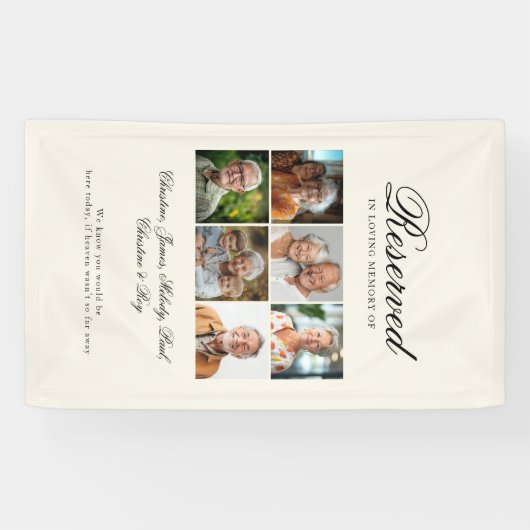 Reserved Seat - 6 Photo Memorial Wedding Beige Spandoek (Horizontaal)