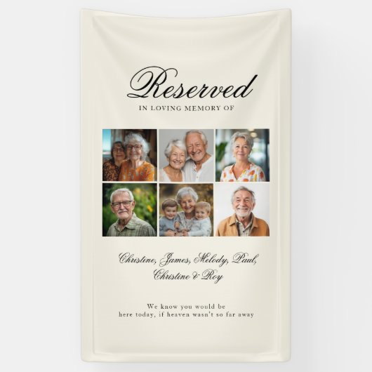 Reserved Seat - 6 Photo Memorial Wedding Beige Spandoek (Verticaal)