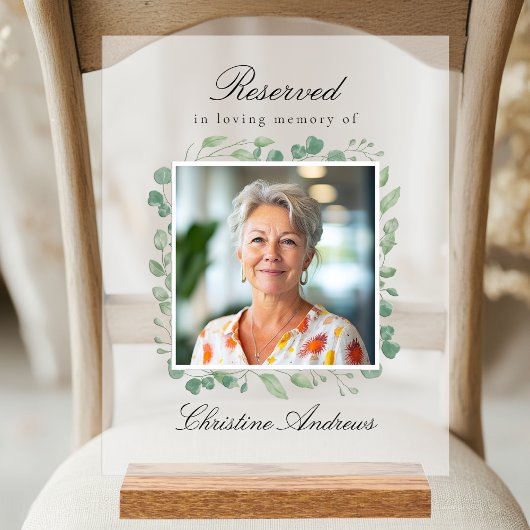 Reserved Seat - Eucalyptus Memorial Wedding Acryl Bord