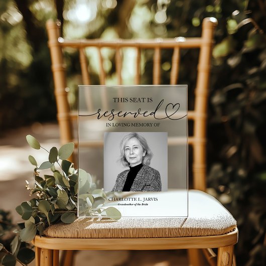 Reserved Seat Memorial Wedding Photo Sign Plaque Acryl Bord