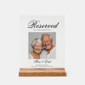 Reserved Seat - Photo Memorial Wedding Acryl Bord (Voorkant)