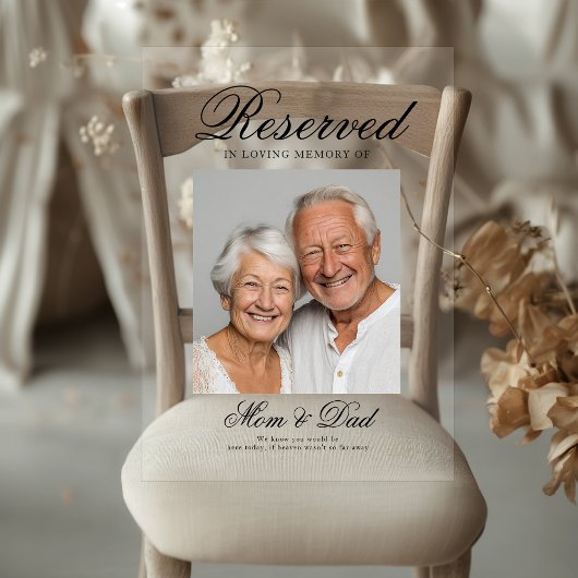 Reserved Seat - Photo Memorial Wedding Photo Acryl Bord