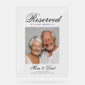 Reserved Seat - Photo Memorial Wedding Photo Acryl Bord (Voorkant)