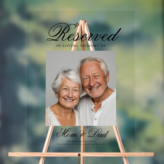 Reserved Seat - Photo Memorial Wedding Photo Acryl Bord (Neutraal)