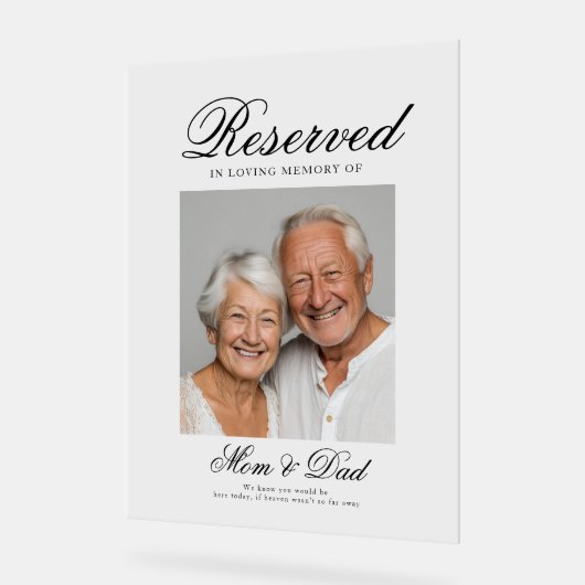 Reserved Seat - Photo Memorial Wedding Photo Acryl Bord (Hoek)