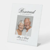 Reserved Seat - Photo Memorial Wedding  Reclamebord Met Voetstuk (Voorkant)