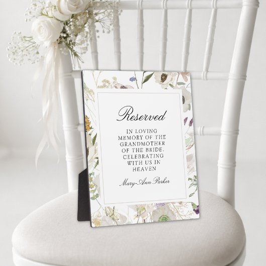  "Reserved Seat" Spring Photo Wedding Memorial Fotoplaat