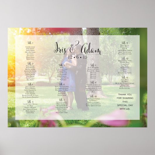 RESERVED Seating Chart for Iris+Adam (28 x 20 inch Poster (Voorkant)