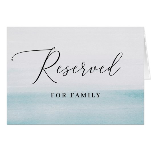 Reserved | Watercolor Blue Wedding Seating Sign (Voorkant Horizontaal)