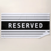 RESERVED, White Text, Black & Grey Stripes Strandlaken (Voorkant)