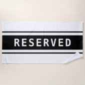 RESERVED, White Text, Black Stripes Strandlaken (Voorkant)
