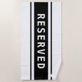 RESERVED, White Text, Black Stripes Strandlaken (Voorkant)