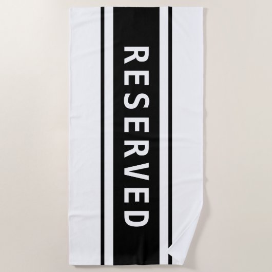 RESERVED, White Text, Black Stripes Strandlaken (Voorkant)