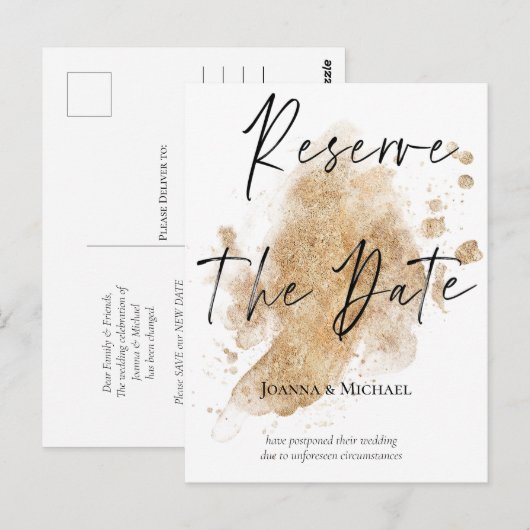 Reserveer de Aankondiging van de Datum Nieuwe Wedd Briefkaart (Voorkant / Achterkant)