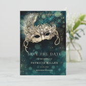 Reserveer de datum Maskerade Feest Kaart (Staand voorkant)